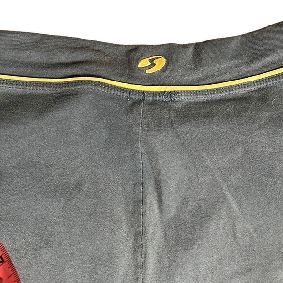 Le Coq Sportif Cropped Wide Leg Blue w/ Yellow Stripes Cotton Drawstring Pants - Picture 3 of 7